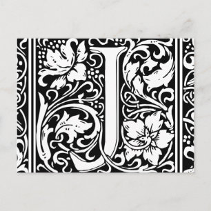 Cartão Postal Letra J Monograma Medieval Arte Nova
