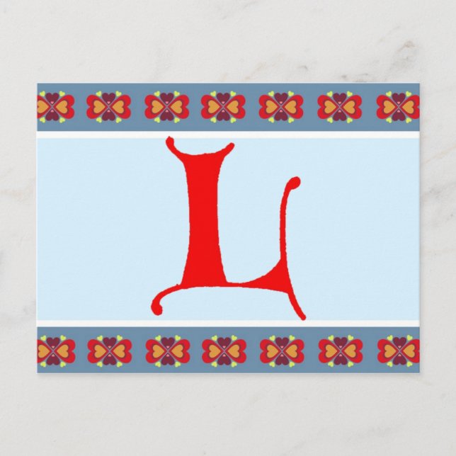 Cartão Postal Letra L (Frente)