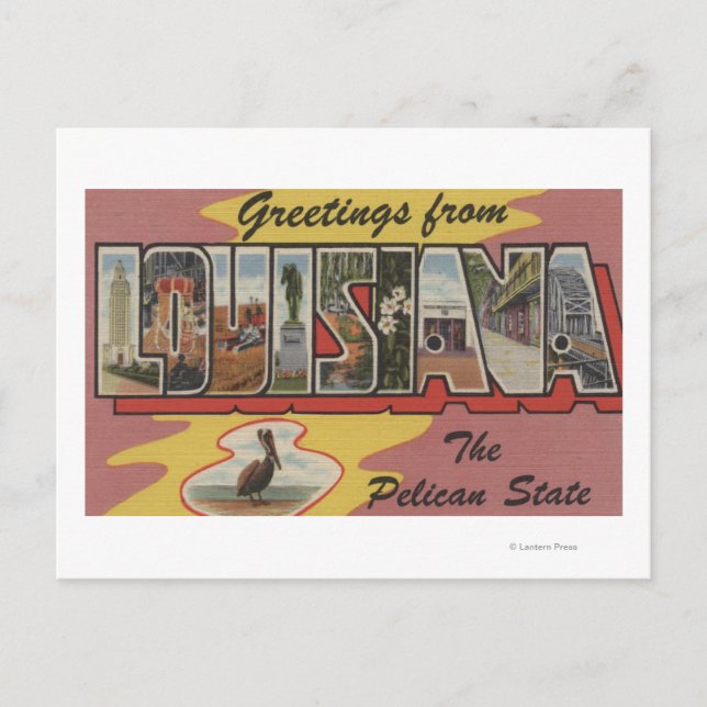 Cartão Postal Letra Larga Louisiana CenasLouisiana 2 (Frente)