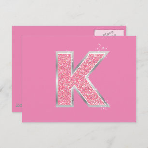 Cartão Postal Letra Minúscula Rosa K