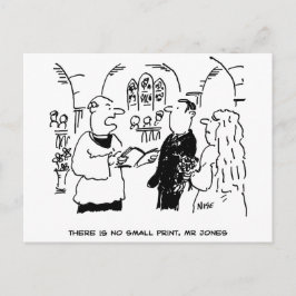 Cartão Postal Letra Miúda Divertida de Casamento