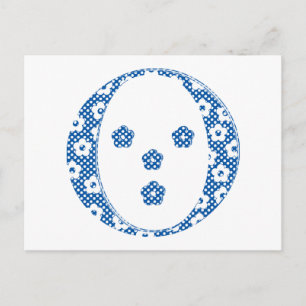 Cartão Postal Letra O (azul) do padrão da flor