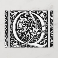 Letra Q Monograma Medieval Art Nouveau