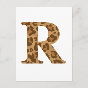 Cartão Postal Letra R Nome Próprio Monograma Impressão Leopard