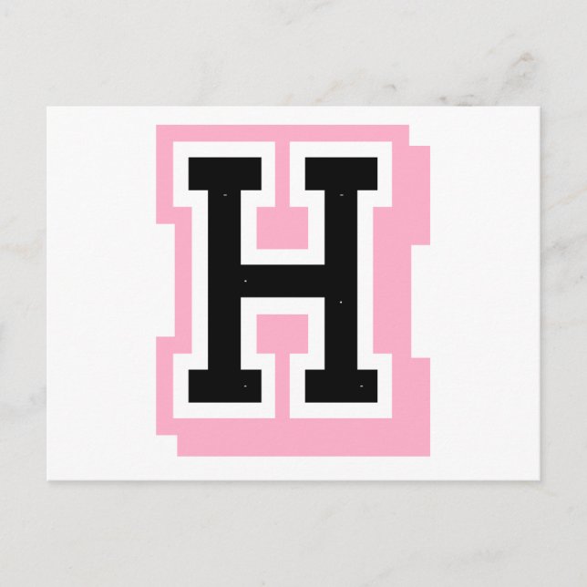 Cartão Postal letra rosa preta H (Frente)