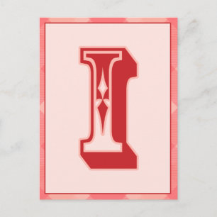 Cartão Postal Letra rosa Xadrez "I" Placa de faixa de tipografia