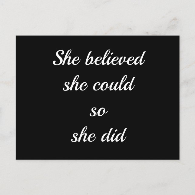 Cartão Postal Letra simples de citação inspiracional (Frente)