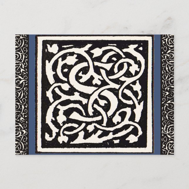 Cartão Postal Letra Vintage Monograma S Art Nouveau (Frente)