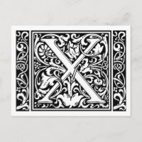Letra X Monograma Medieval Arte Nova