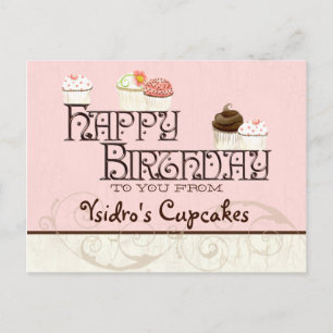 Cartão Postal Letra Y Bolo de Aniversário de Negócios de Cupcake