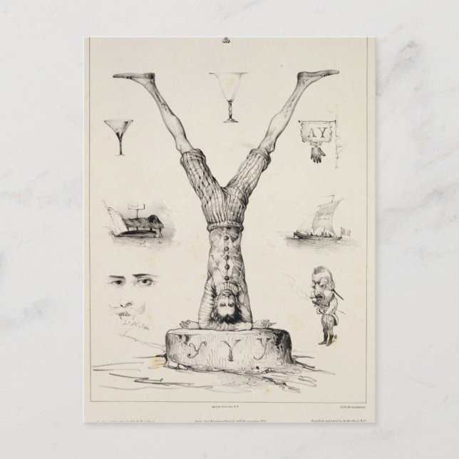 Cartão Postal Letra Y de um primata alfabético (Frente)