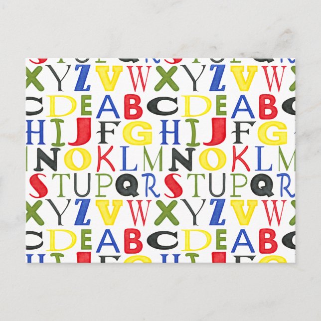 Cartão Postal Letras de cor brilhante por Megan Meagher (Frente)