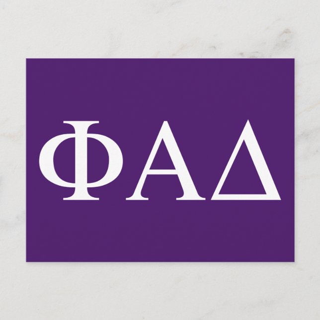 Cartão Postal Letras Gregas Phi Alpha Delta (Frente)