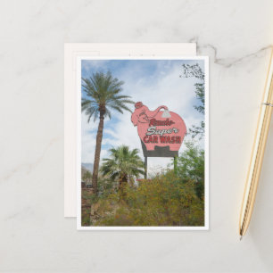 Cartão Postal Letreiro de Neon Elefante Rosa Retro Palm Springs