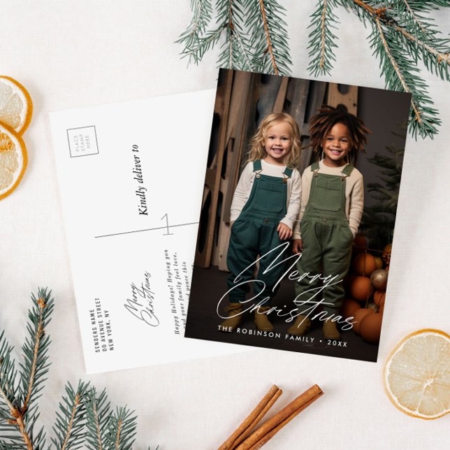 Cartão Postal letreiro de script elegante natal (Criador carregado)