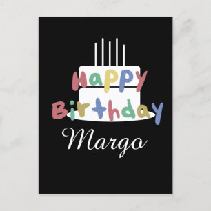 Cartão Postal Letreiro Simples de Feliz Aniversário à Mão