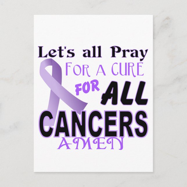 Cartão Postal Let's All Pray For a Cure Cancer Awareness Apparel (Frente)