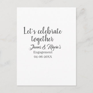 Cartão Postal Let's celebrate together engagement party namdate 