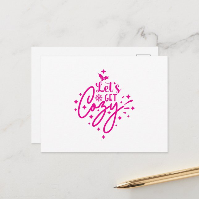 Cartão Postal Let's Get Cozy Christmas (Frente/Verso In Situ)