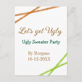Cartão Postal Let's get ugly Christmas ugly sweater Partyorange 