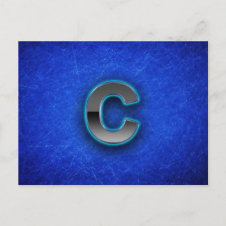 Cartão Postal Letter C - neon blue edition