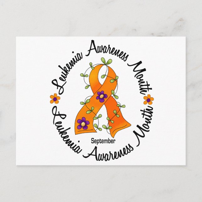 Cartão Postal Leucemia Consciência Mês Flor Fita 3 (Frente)