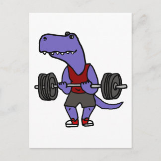 Cartão Postal Levantador de Peso do Dinossauro Azul-T-rex