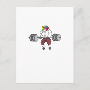 Cartão Postal Levantamento de peso de unicórnio academia muscula