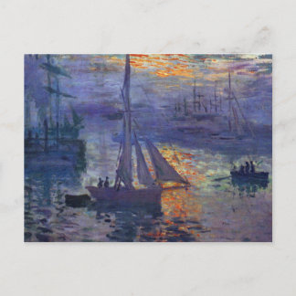 Cartão Postal Levantamento do sol monet no mar pintura em veleir