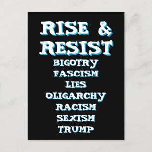 Cartão Postal Levante e resista Anti Donald Trump