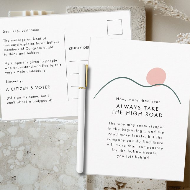 Cartão Postal Leve o Sol da Montanha High Road para o Congresso (Take the High Road Abstract Mountain and Sun Postcard for Congress Revised for Safety)