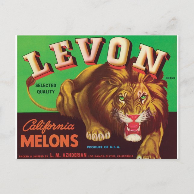 Cartão Postal Levon Melons Tiger Los Banos Blythe California Art (Frente)