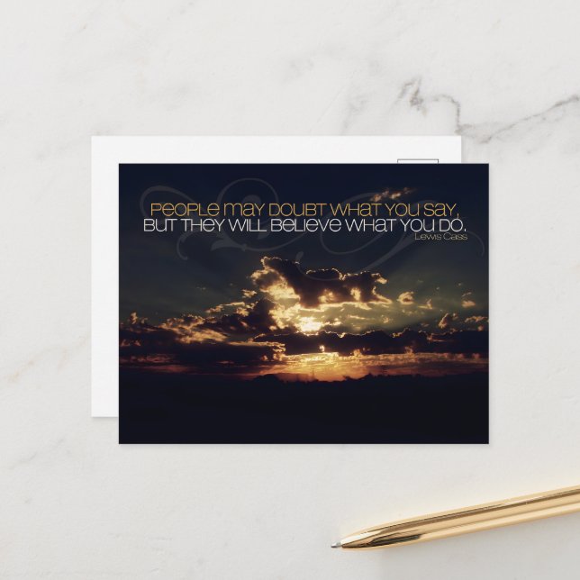 Cartão Postal Lewis Cass, "Dúvida", citação inspiracional (Frente/Verso In Situ)