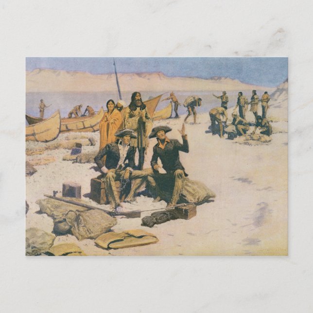 Cartão Postal Lewis e Clark no rio Columbia (Frente)