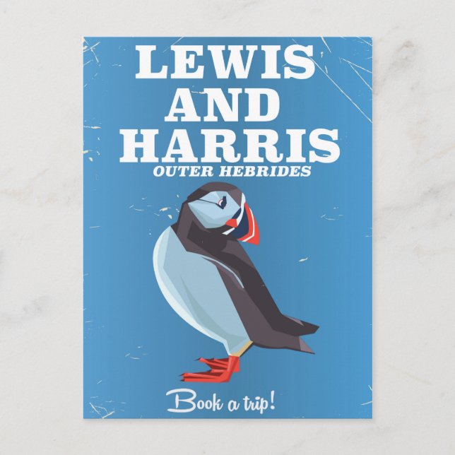 Cartão Postal Lewis e Harris Scotland Puffin poster de viagens (Frente)