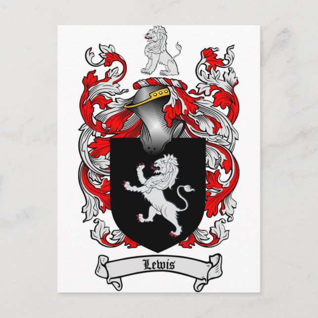 Cartão Postal Lewis Family Crest - Lewis Casaco de Armas (Frente)