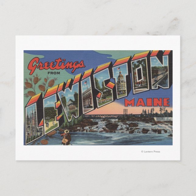 Cartão Postal Lewiston, Maine (Cena do Rio) (Frente)