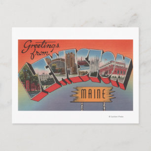 Cartão Postal Lewiston, Maine - Cenas com Letras Grandes