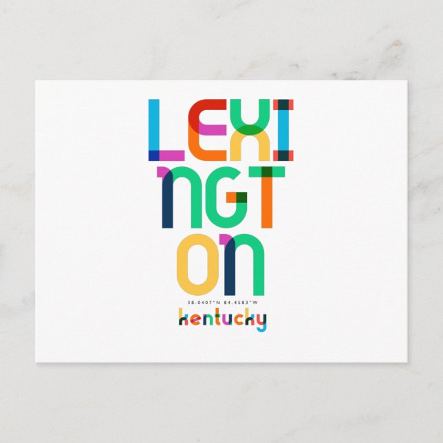 Cartão Postal Lexington Kentucky Meio século, Pop Art, (Frente)