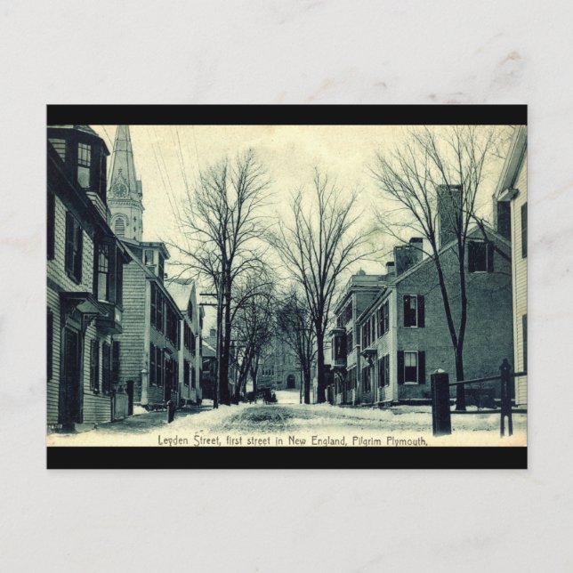 Cartão Postal Leyden Rua Pilgrim Plymouth MÃE c1908 (Frente)