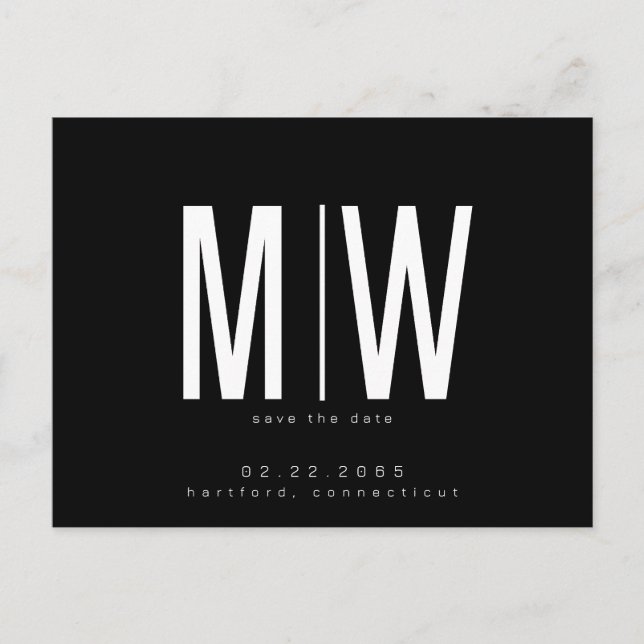 Cartão Postal Lg Simples E Sonolento Monograma Preto Salvar a Da (Frente)