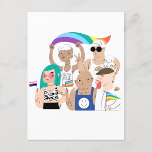 Cartão Postal LGBT+Orgulho. GAY amor. Bandeira do arco-íris.    
