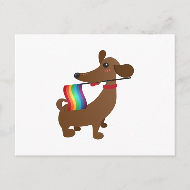 Cartão Postal LGBT Orgulho gay Flag Dachshund - LGBT Engraçado (Frente)