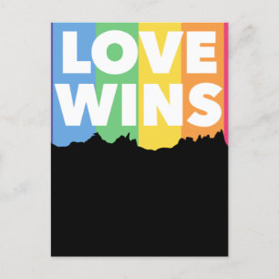Cartão Postal LGBT+orgulho. o amor ganha. Queer.