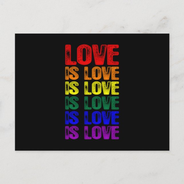 Cartão Postal LGBTQ Love is Love is Love (Frente)