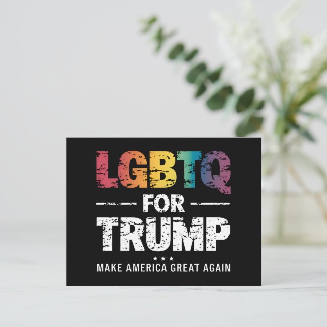 CARTÃO POSTAL LGBTQ PARA TRUMP GAY LESBIAN PARA TRUMP 2024 (Em pé/Frente)