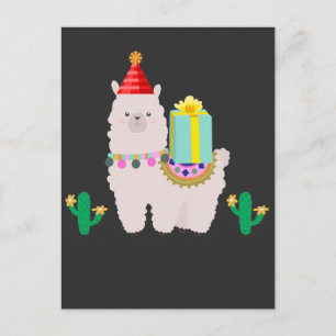 Cartão Postal Lhama Alpaca Fofo Cacto Garotas Aniversário Animal