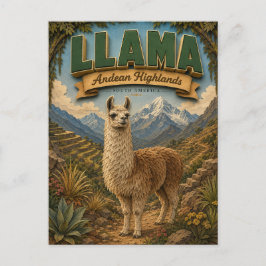 Cartão Postal Lhama Alpaca Planalto Andino POPCUT