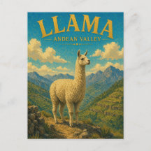 Lhama Alpaca Vale Andino Aquarela GeoSaga