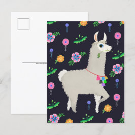 Cartão Postal Lhama com Flores